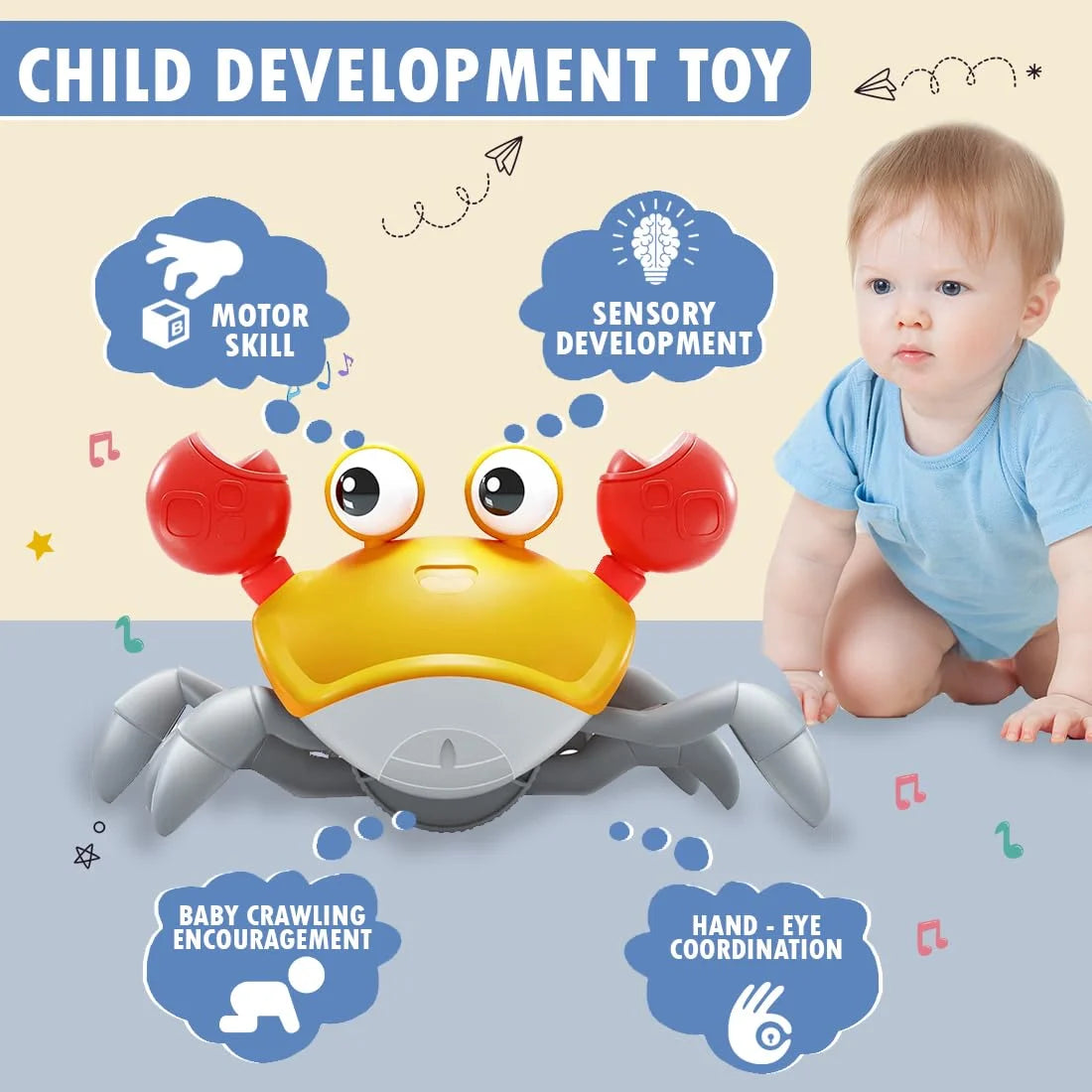 Crawling Crab Toy - Yellow